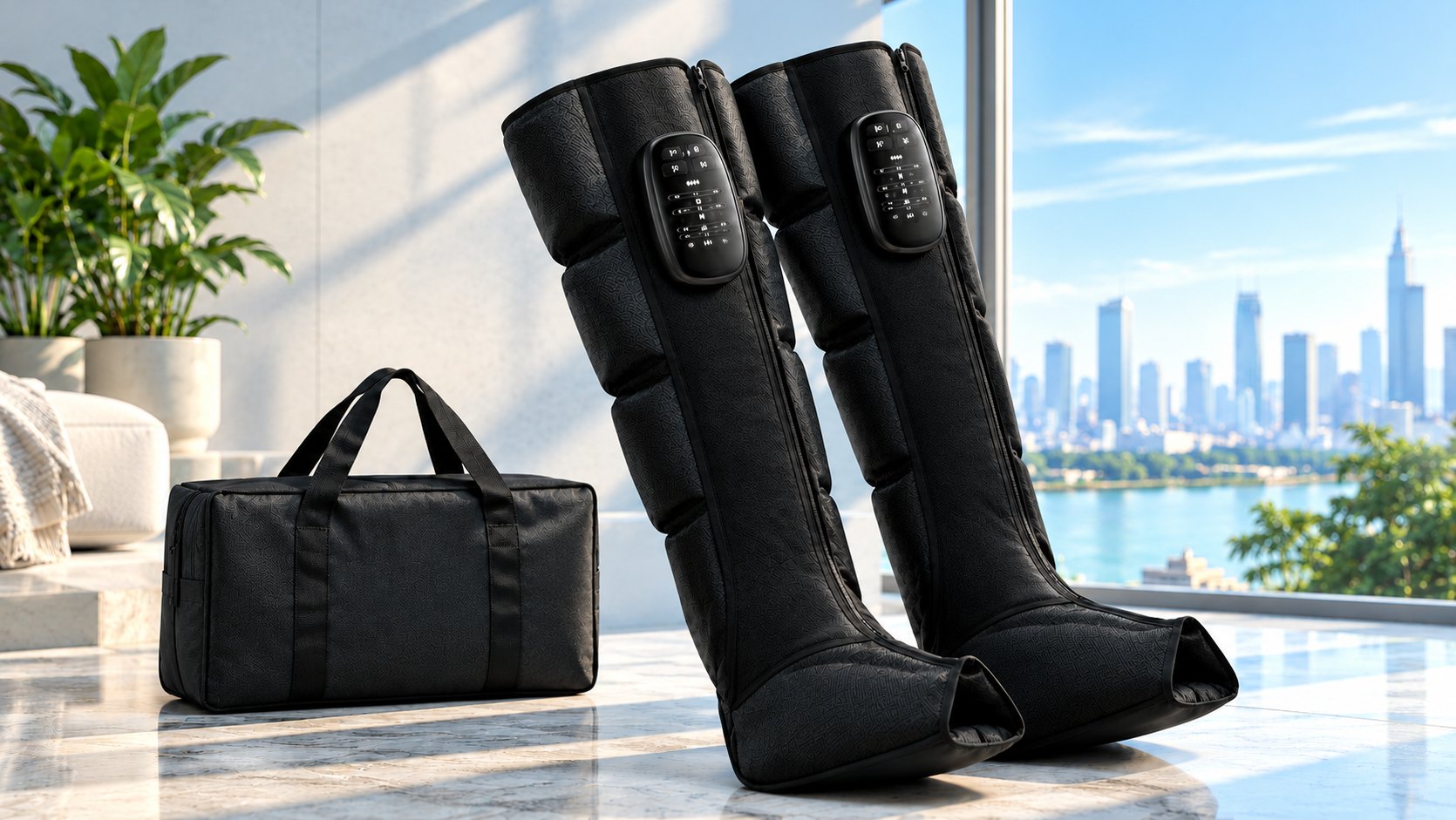 Pulse Well compression boots and carrying bag