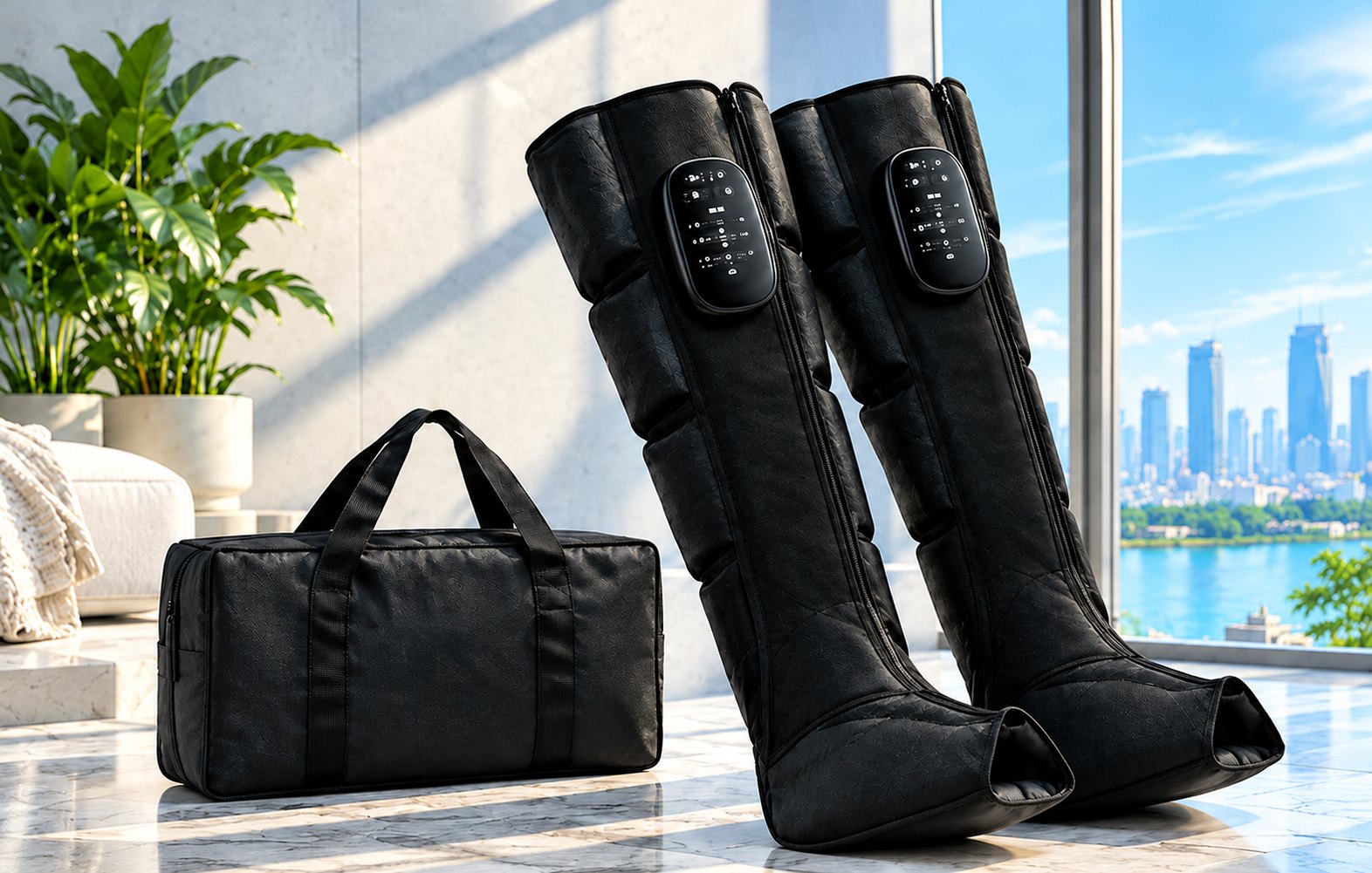 Compression boots and carrying bag